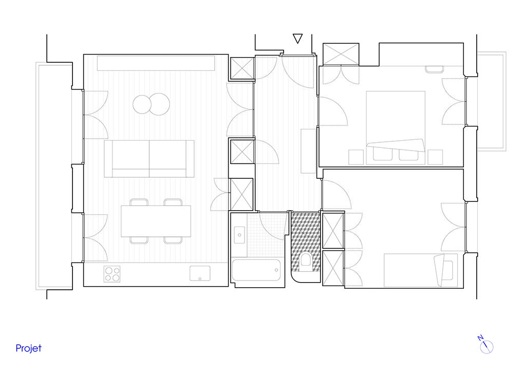Plan de l'appartement après rénovation.
