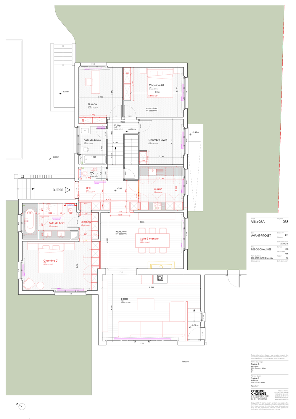 Vue extérieure du chalet avec l'extension à réaliser.