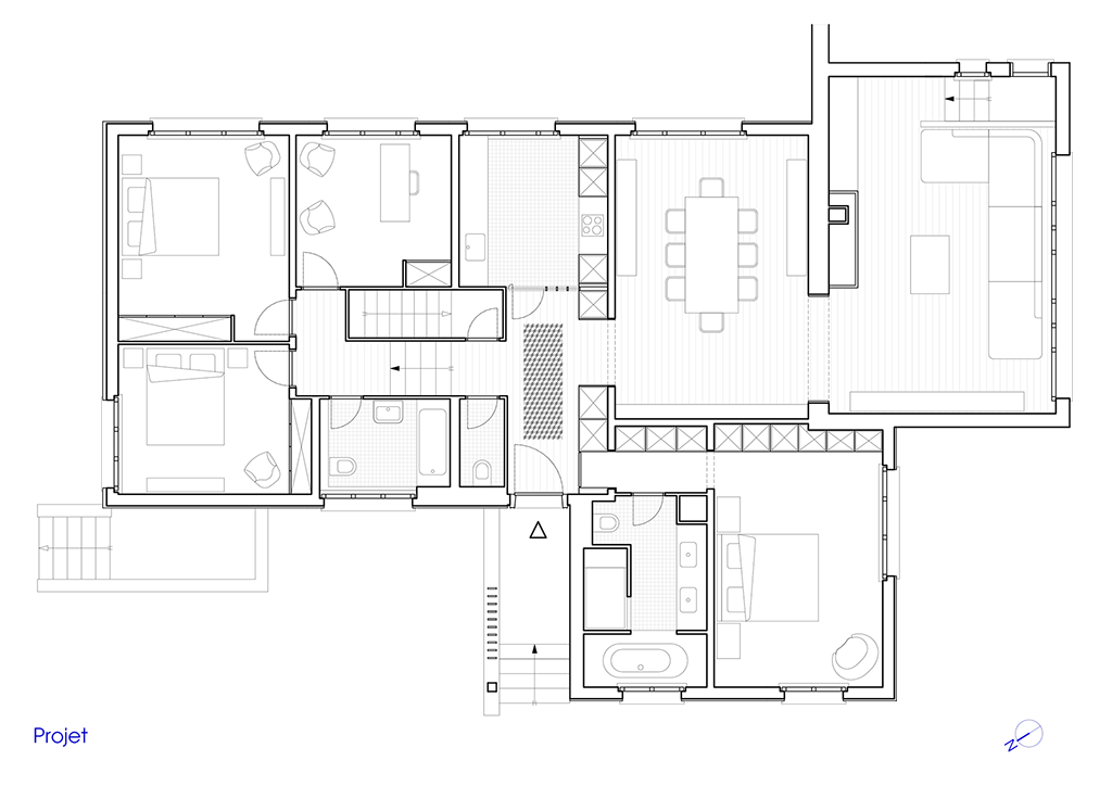 Dessin du plan de projet de la maison.