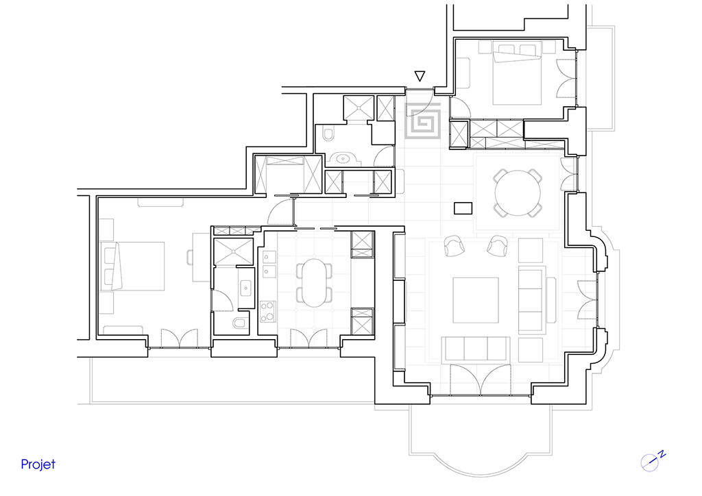 Plan du projet réalisé de l'appartement de Divonne-les-Bains.